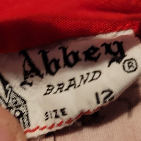 Vintage Abbey Brand Cossack Size 12 Red Button Up Name Inside - Picture 6 of 10